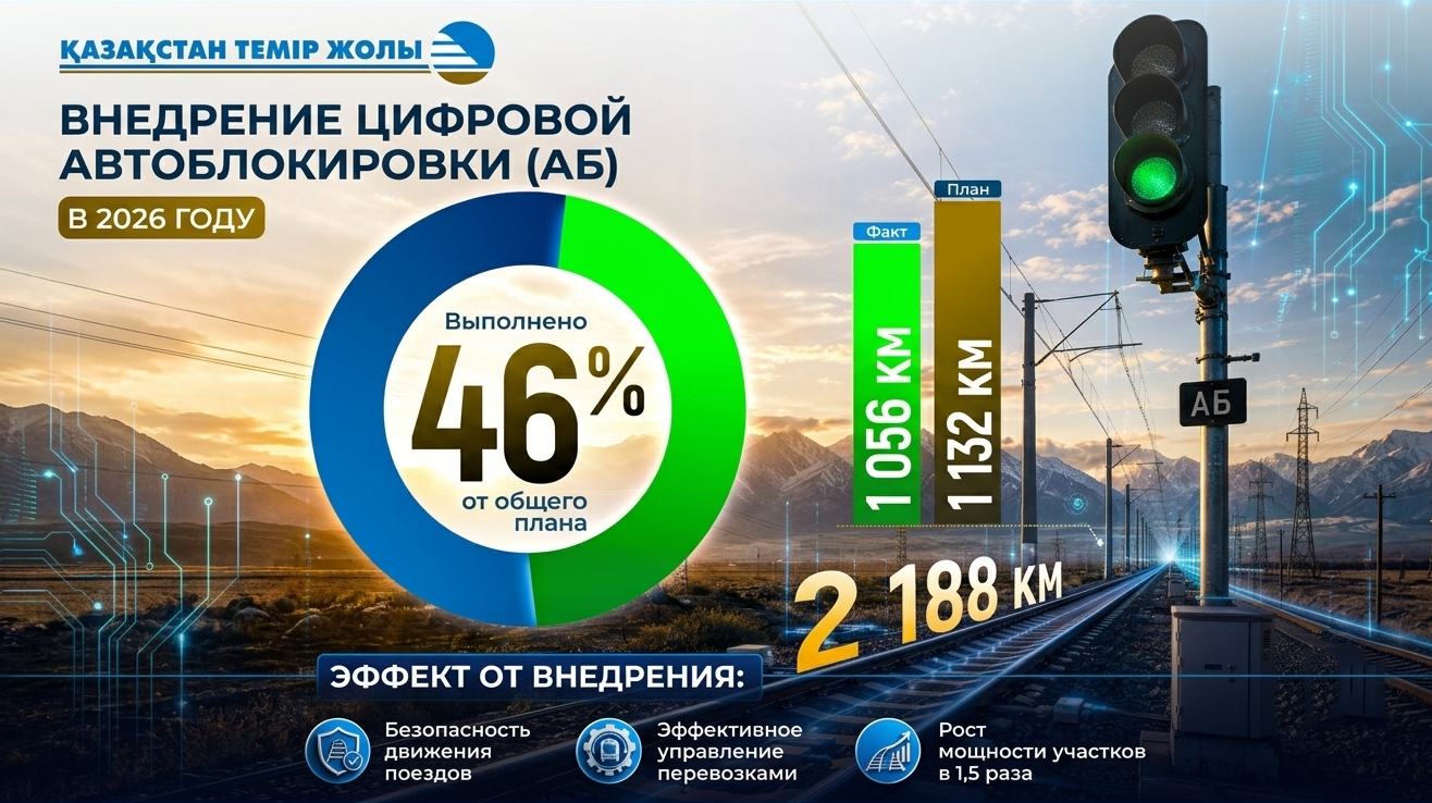 КТЖ внедрила цифровую автоблокировку на 1 056 км железнодорожных линий