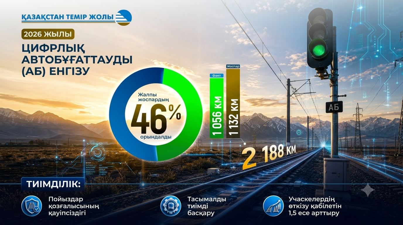 ҚТЖ теміржол желісінің 1 056 шақырымында цифрлық автобұғаттау жүйесін енгізді