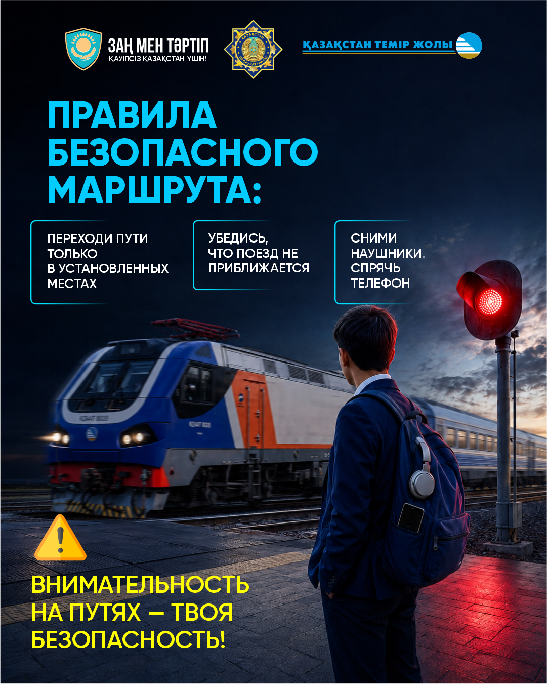 КТЖ призывает школьников соблюдать правила безопасности на железной дороге