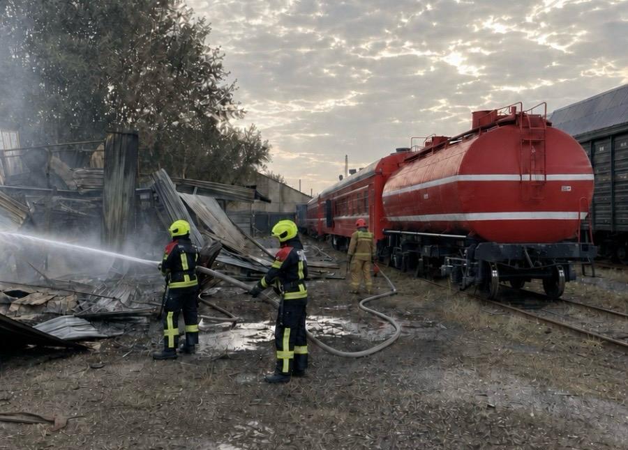 ҚТЖ өрт сөндіру пойызы Алматыда өрт сөндіруге қатысты