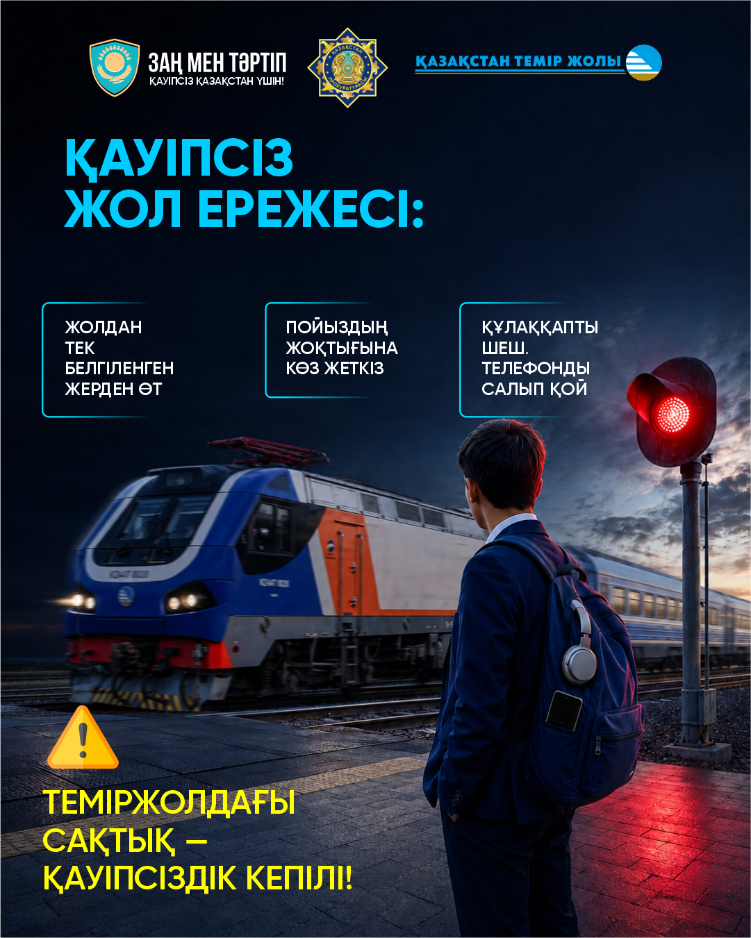 ҚТЖ оқушыларды темір жолдағы қауіпсіздік ережелерін сақтауға шақырады
